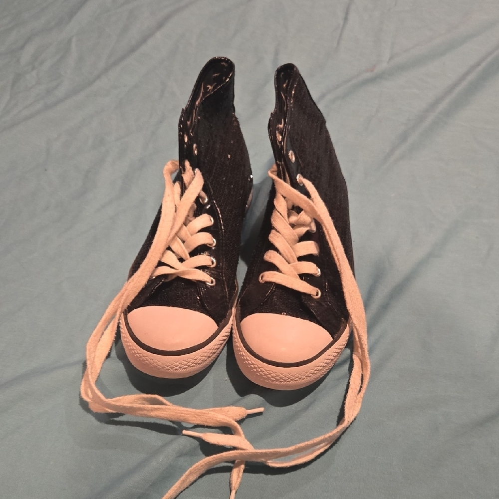 Gotta Flurt Black Sequin High Tops